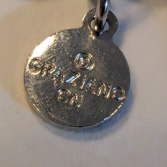 ,RJ Graziano Signed Silver-Tone Rough Finish Beads Necklace w/1 Rhinestone Bead - Picture 4 of 5